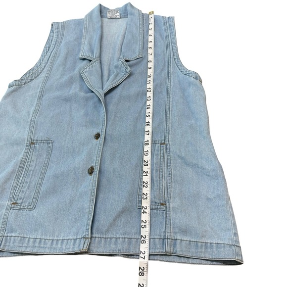 Vintage Chambray 100% Cotton Blue vest Boho Earthy Natural Fibers S - Picture 7 of 8
